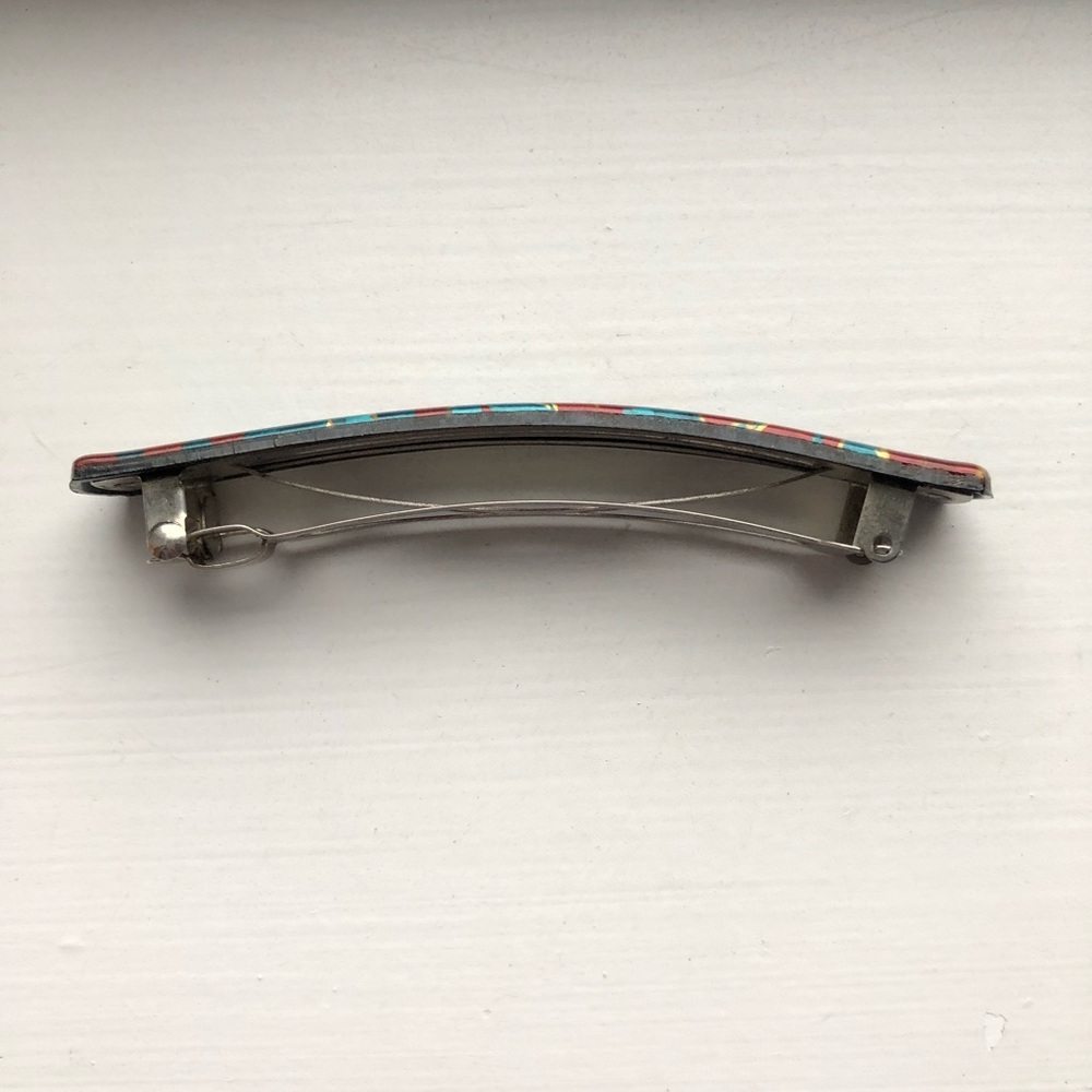 Vintage red & blue paint chip barrette hair clip - Picture 4 of 6